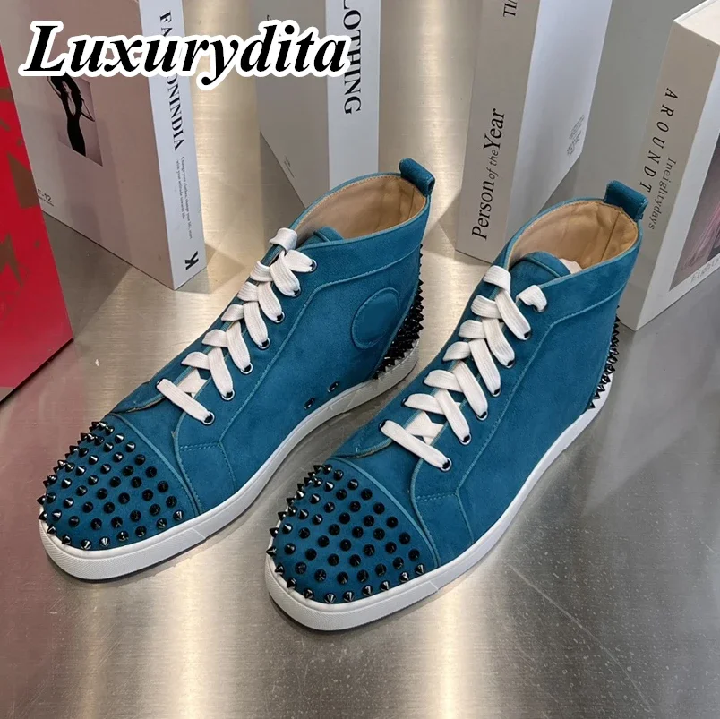 Top Quality Womens Trendy Casual Sneakers Luxury Mens Real Leather Tennis Shoes Designr Red Sole Tide Lovers Rivet Shoes HJ0231
Top Quality Womens Trendy Casual Sneakers Luxury Mens Real Leather Tennis Shoes Designr Red Sole Tide Lovers Rivet Shoes HJ0231