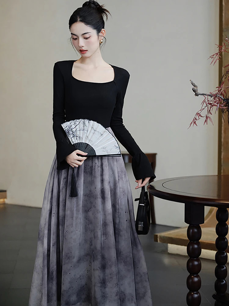 2025 Black Patchwork Floral Fake Two Piece Dress Women Long Sleeve Bodycon Festival Dress Autumn Winter Korean Vintage Vestidos
2025 Black Patchwork Floral Fake Two Piece Dress Women Long Sleeve Bodycon Festival Dress Autumn Winter Korean Vintage Vestidos