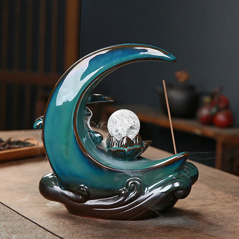 Creative Blue Lotus Pond Moonlight Reverse Flow Incense Burner Creative Home Decor Item Ceramic Incense Burner
Creative Blue Lotus Pond Moonlight Reverse Flow Incense Burner Creative Home Decor Item Ceramic Incense Burner