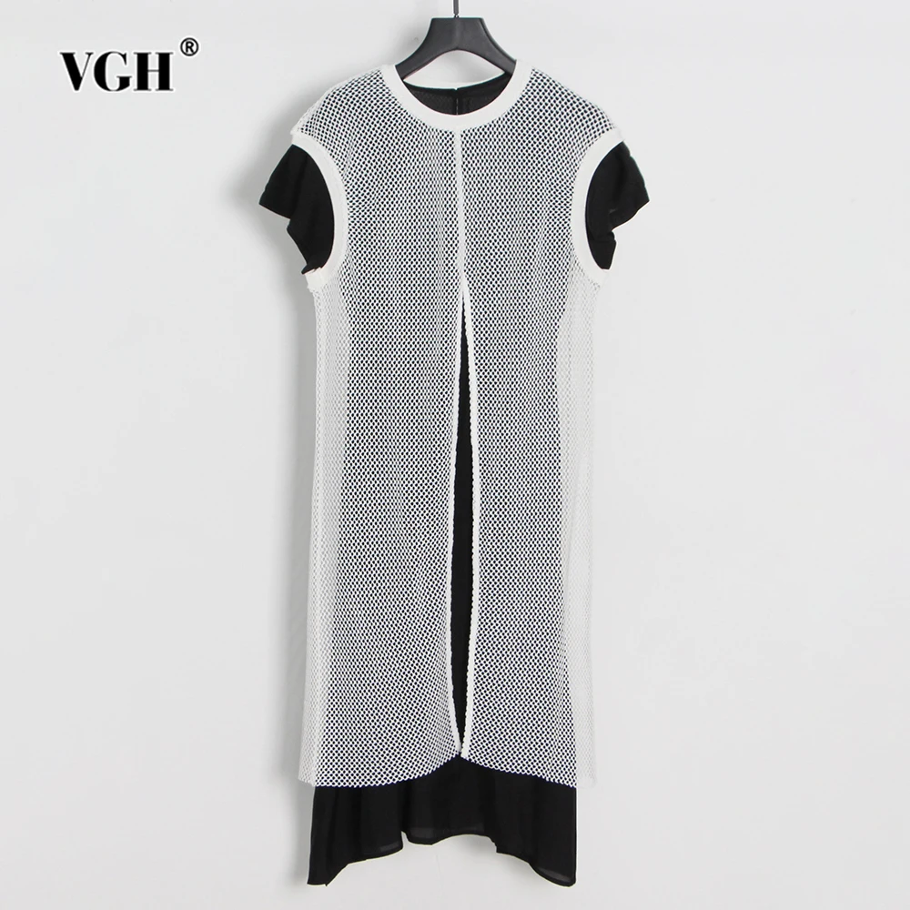 VGH Solid Two Piece Set For Women Sleeveless Hollow Out Coat Round Neck Short Sleeve High Waist Long Dress Casual Sets Female
VGH Solid Two Piece Set For Women Sleeveless Hollow Out Coat Round Neck Short Sleeve High Waist Long Dress Casual Sets Female