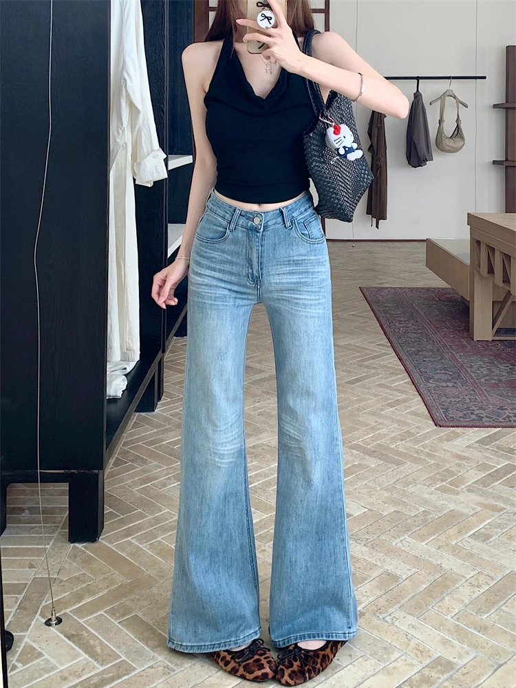 Retro American Blue Washed Denim Jeans High Waist Women's Summer Slimming Micro Flared Pants Floor-Length Casual Style
Retro American Blue Washed Denim Jeans High Waist Women's Summer Slimming Micro Flared Pants Floor-Length Casual Style