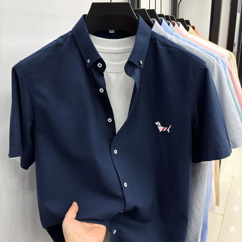100% pure cotton short sleeve men's shirt luxury brand summer new comfort Korean style fashion casual cartoon dog embroidery top
100% pure cotton short sleeve men's shirt luxury brand summer new comfort Korean style fashion casual cartoon dog embroidery top