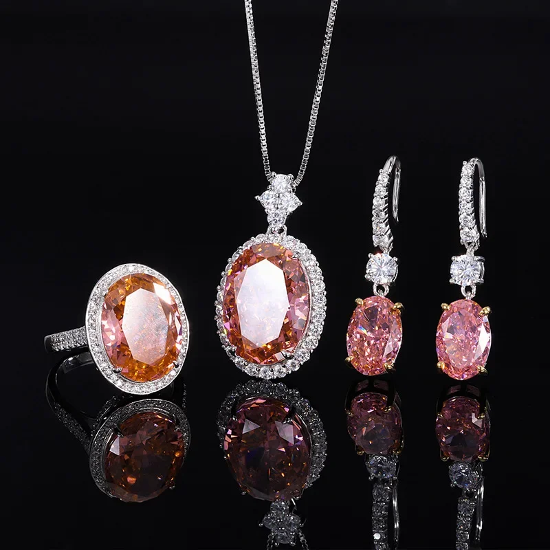 18K Gold PT950 Platinum High Carbon Diamond Padparadscha Explosive Crushed Ice Cut Pigeon Egg Set 13*1812*16
18K Gold PT950 Platinum High Carbon Diamond Padparadscha Explosive Crushed Ice Cut Pigeon Egg Set 13*1812*16
