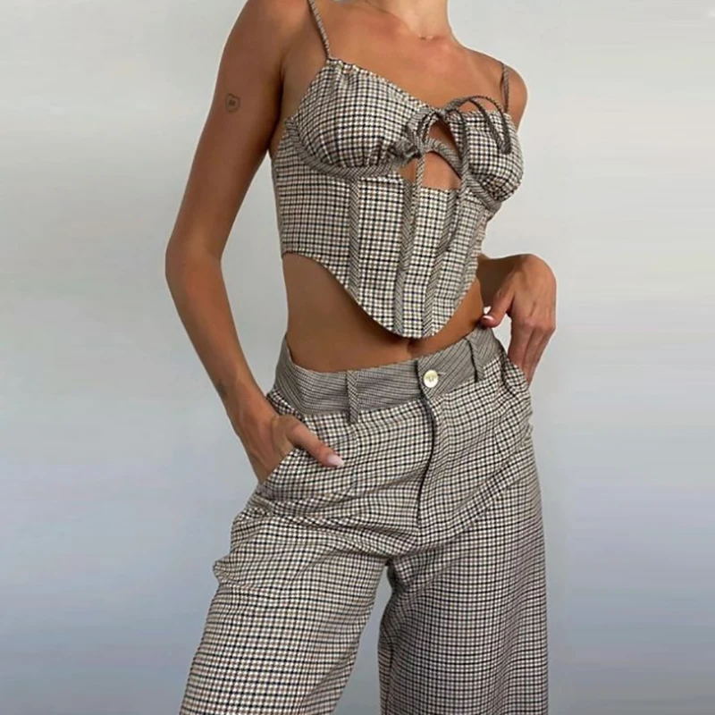 Ladies Sexy Off Shoulder Club Party Suit Casual Summer High Waist Button Long Pants Outfit Fashion Street Plaid Two Piece Sets
Ladies Sexy Off Shoulder Club Party Suit Casual Summer High Waist Button Long Pants Outfit Fashion Street Plaid Two Piece Sets