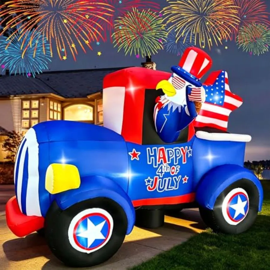 8FT Independence Day Inflatable Truck for Yard Decoration, PVC Material, Red White Blue, LED Light Up Star Eagle Patriotic Desi
8FT Independence Day Inflatable Truck for Yard Decoration, PVC Material, Red White Blue, LED Light Up Star Eagle Patriotic Desi