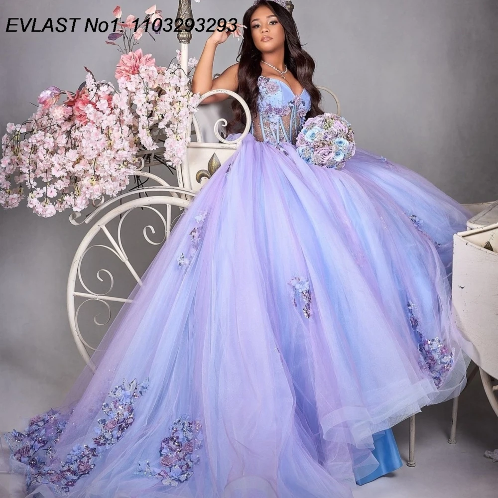 EVLAST Customized Lilac Quinceanera Dress Ball Gown Off Shoulder Floral Applique Beading Sweet 16 Vestidos De 15 Anos E1QN611
EVLAST Customized Lilac Quinceanera Dress Ball Gown Off Shoulder Floral Applique Beading Sweet 16 Vestidos De 15 Anos E1QN611