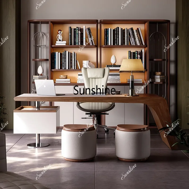 YRetro style high-end office computer desk Italian minimalist solid wood special-shaped
YRetro style high-end office computer desk Italian minimalist solid wood special-shaped