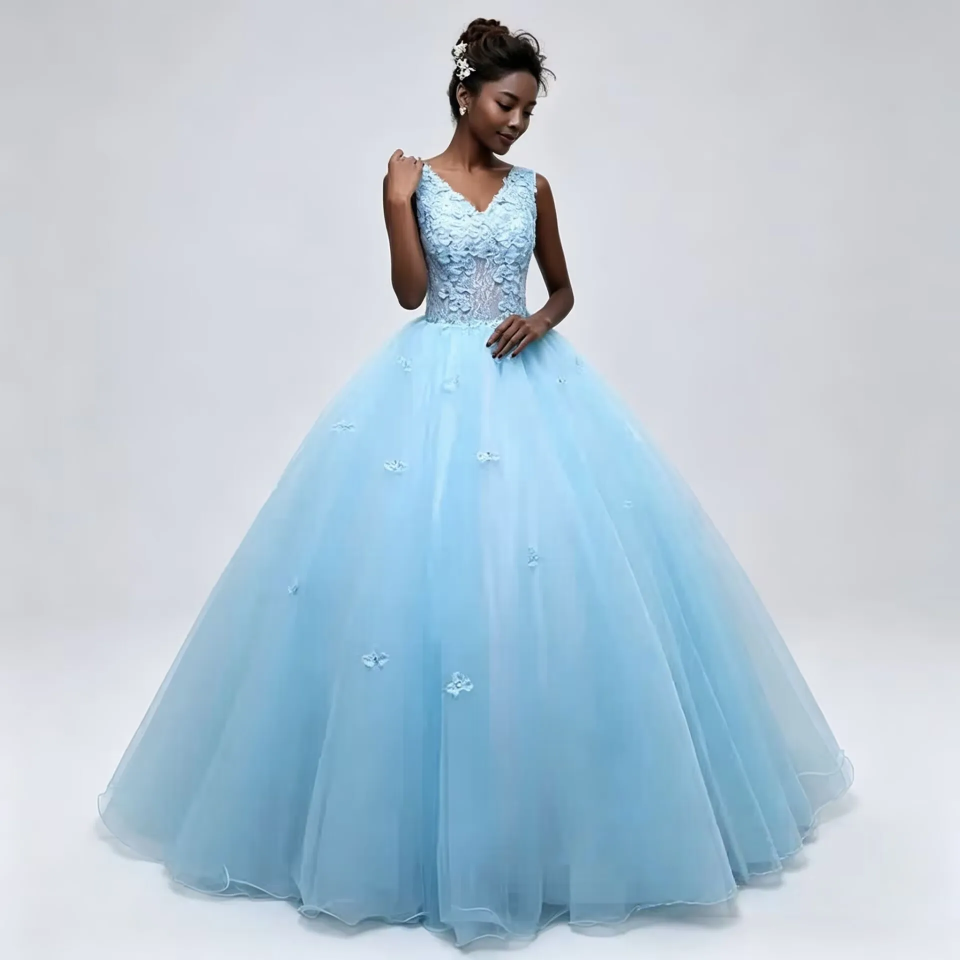 JEHETH Customized Light Blue Party Prom Dress V Neck Sleeveless Princess Evening Gown for Women Long Lace Appliques Flowers
JEHETH Customized Light Blue Party Prom Dress V Neck Sleeveless Princess Evening Gown for Women Long Lace Appliques Flowers