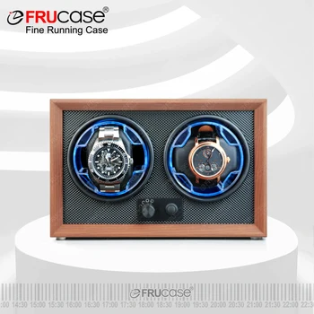 FRUCASE-더블 시계 와인더, 자동 시계용, 2 롤렉스 박스, 쥬얼리 디스플레이, 컬렉터, 스토리지 우드 그레인, 라이트 포함