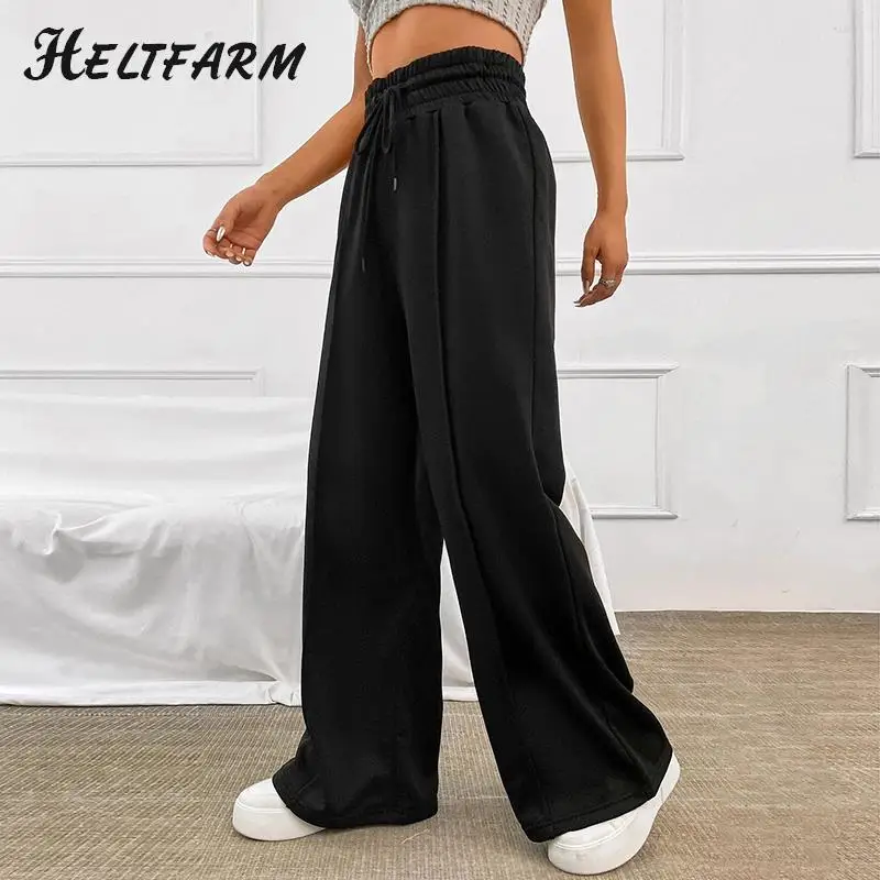 2024 Women Wide Legs Pants For Autumn&Winter New Casual Patchwork Loose Drawstring Solid High Waist Trousers Of Female
2024 Women Wide Legs Pants For Autumn&Winter New Casual Patchwork Loose Drawstring Solid High Waist Trousers Of Female