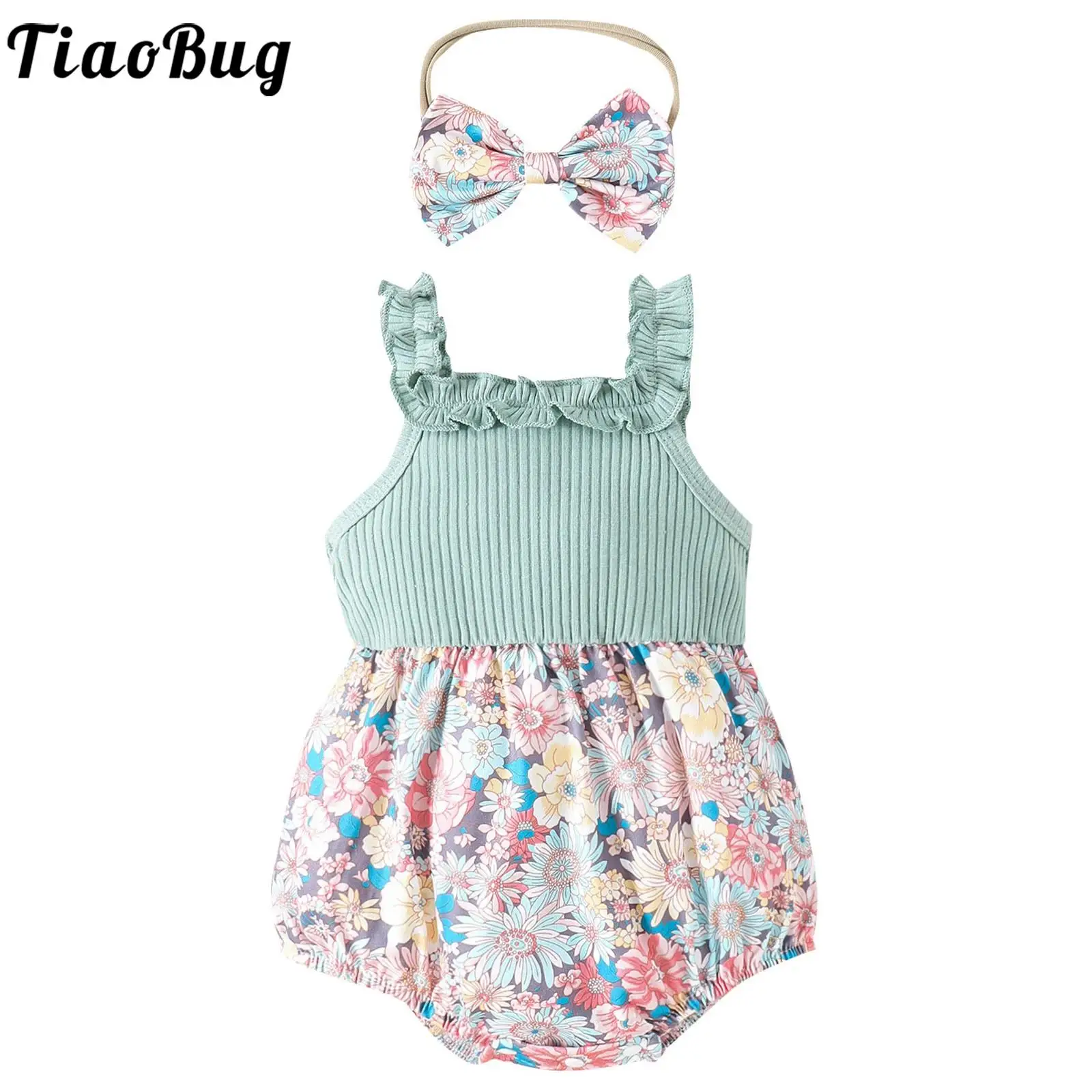 Baby Girls Summer Clothes Sleeveless Rib Knit Romper Bodysuit Floral Print Jumpsuit with Bow Headband for Kids Party Photography
Baby Girls Summer Clothes Sleeveless Rib Knit Romper Bodysuit Floral Print Jumpsuit with Bow Headband for Kids Party Photography