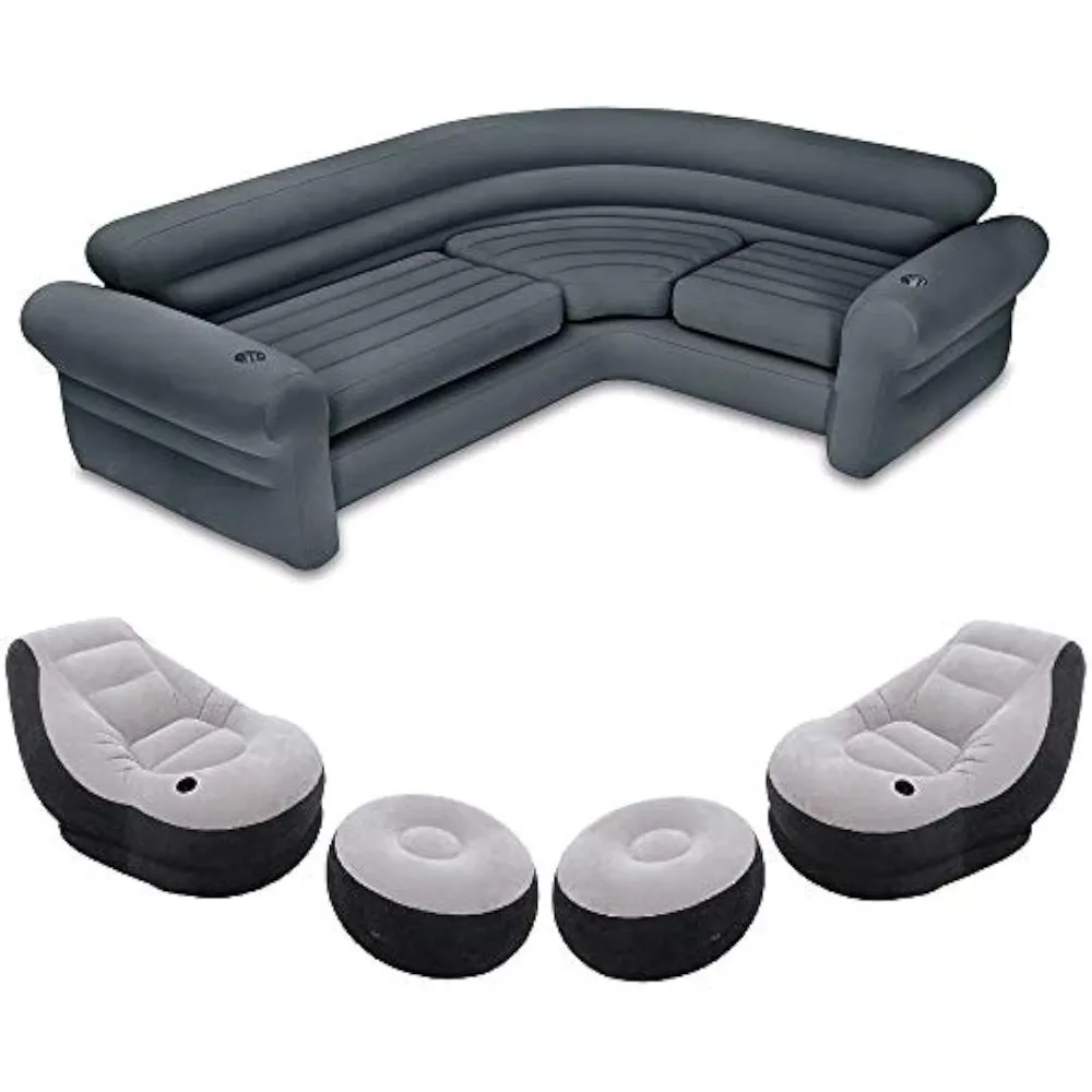 68575EP Inflatable Corner Sofa with 2 68564EP Ultra Lounge Chairs & Ottomans, Indoor Use, Cupholders, 2-in-1 Valve
68575EP Inflatable Corner Sofa with 2 68564EP Ultra Lounge Chairs & Ottomans, Indoor Use, Cupholders, 2-in-1 Valve