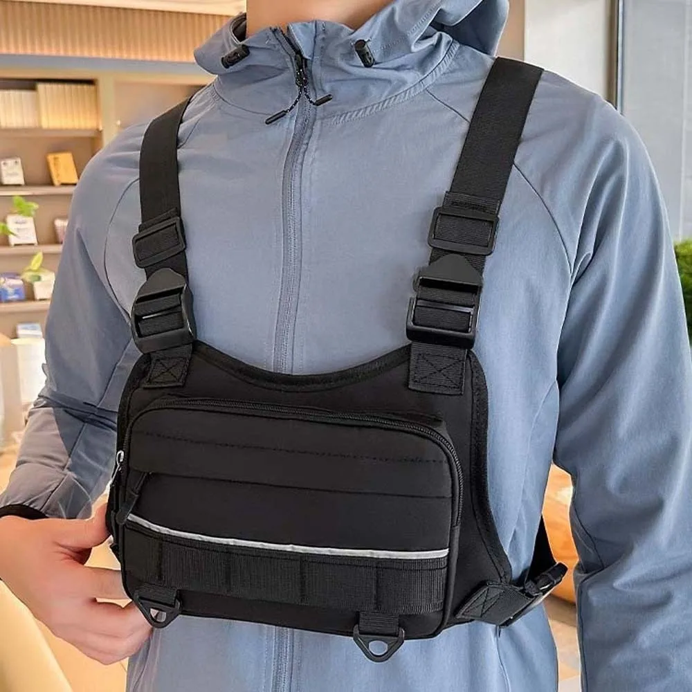 Oxford Cloth Unisex Chest Rig Reflective Line Two Tone Design Motorcycle Vest Pack Orange Cord Pull Dual Utility D-Ring
Oxford Cloth Unisex Chest Rig Reflective Line Two Tone Design Motorcycle Vest Pack Orange Cord Pull Dual Utility D-Ring