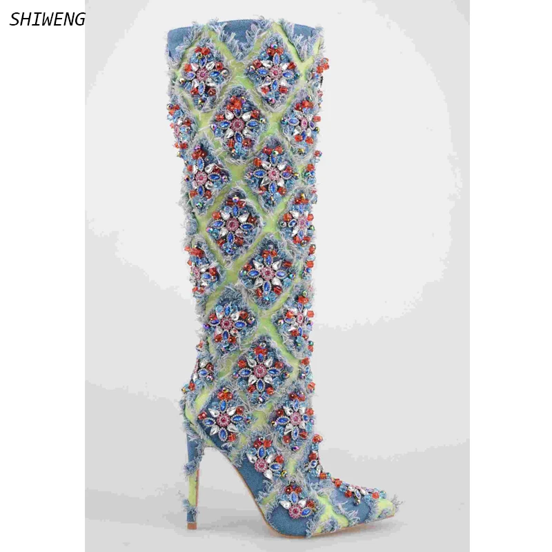 2026 Pointed Toe Knee High Boots for Women Rhinestones Design Gold Bling Luxury Boots Thin High Heeled Fashion shoes 44
2026 Pointed Toe Knee High Boots for Women Rhinestones Design Gold Bling Luxury Boots Thin High Heeled Fashion shoes 44