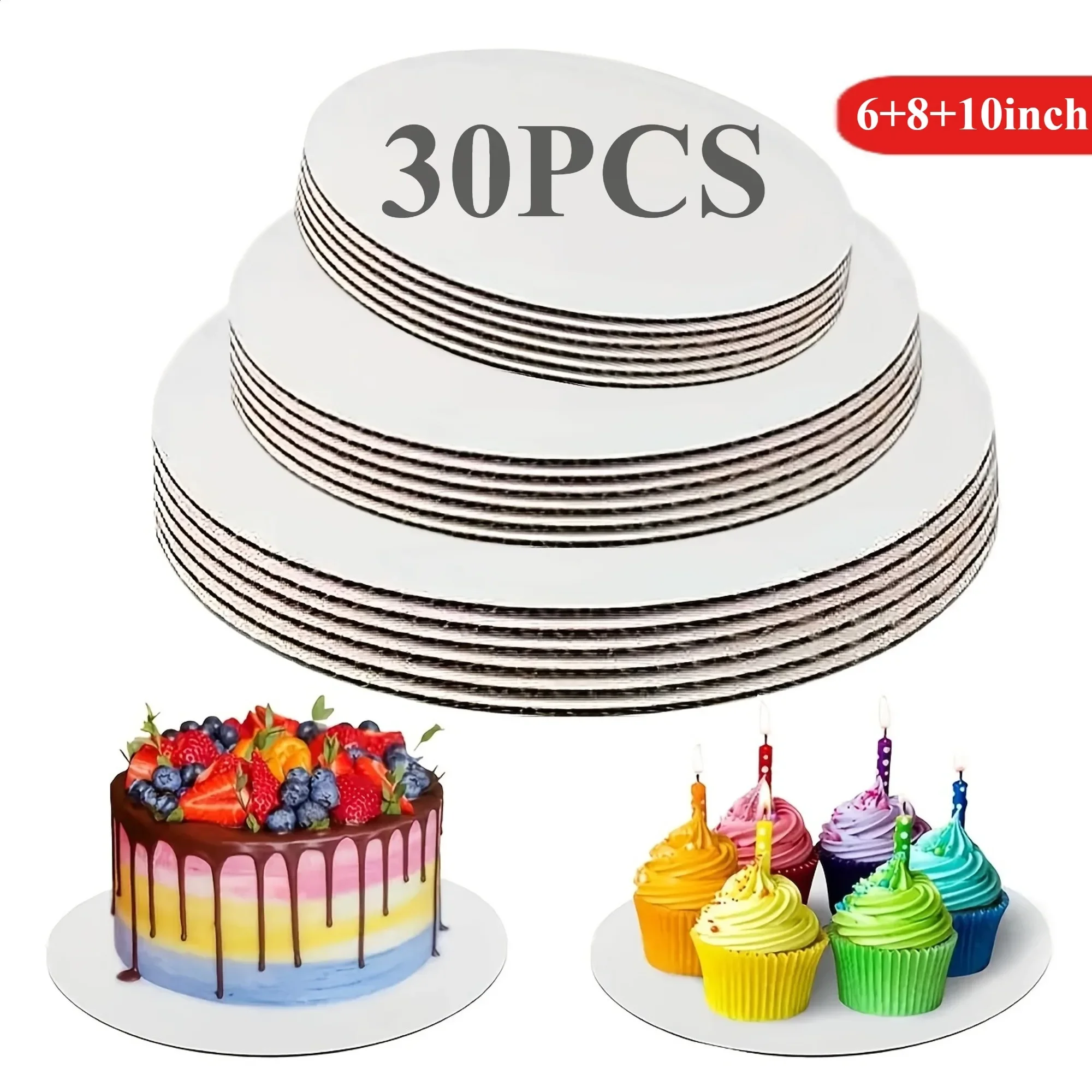 30pcs White Round Cake Board 6/8/10inch Disposable DIY Cake Pizza Mousse Cake Base Cardboard for Wedding Birthday Baking Tools
30pcs White Round Cake Board 6/8/10inch Disposable DIY Cake Pizza Mousse Cake Base Cardboard for Wedding Birthday Baking Tools