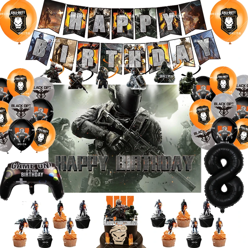 Call of Duty Birthday Party Decoration Latex Balloon Backdrop Banner Cake Topper Baby Shower
Call of Duty Birthday Party Decoration Latex Balloon Backdrop Banner Cake Topper Baby Shower