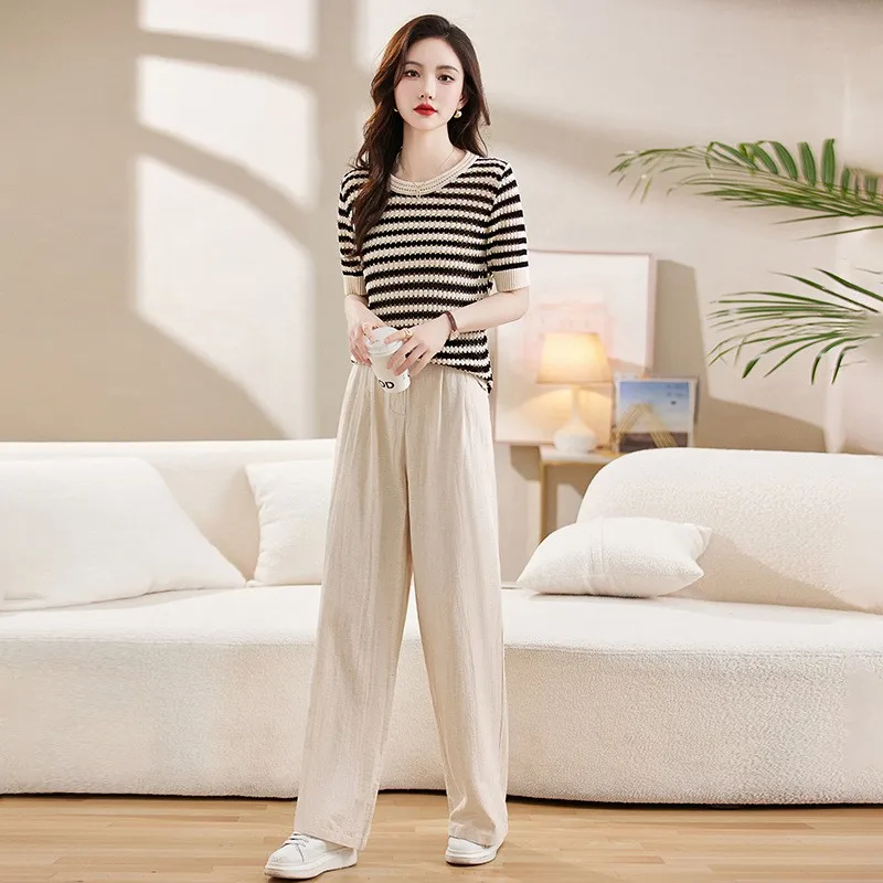Casual Cotton Linen Two-Piece Set for Women Summer Faionable Striped Profional Ensemble High-End Trendy irt And P...
Casual Cotton Linen Two-Piece Set for Women Summer Faionable Striped Profional Ensemble High-End Trendy irt And P...