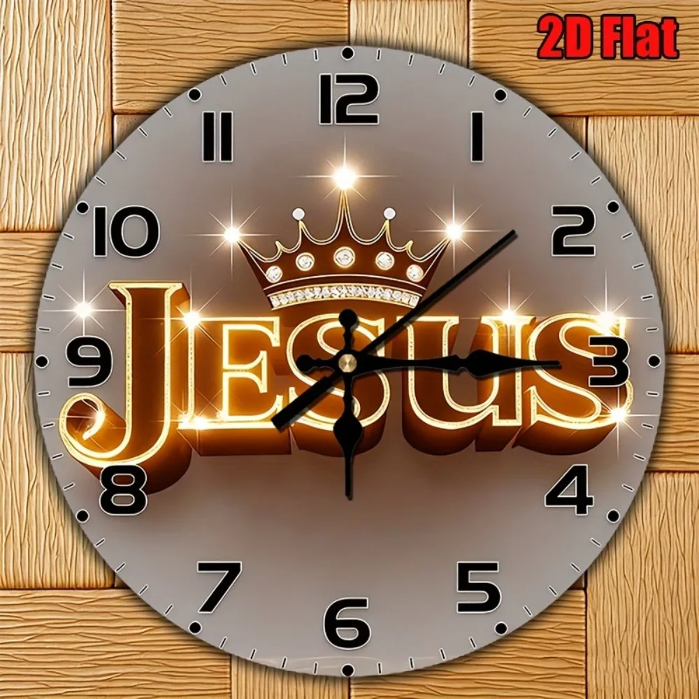 2D Flat Luxury Golden JESUS Theme Wall Clock Central Crown Shining Diamonds Wooden Noble Elegant Precise Decorative Clocks
2D Flat Luxury Golden JESUS Theme Wall Clock Central Crown Shining Diamonds Wooden Noble Elegant Precise Decorative Clocks