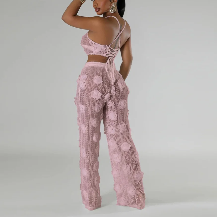 2 Pieces Pants Sets for Woman 2025 New Crop Tops & Long Trousers Hollow Out Transparent Sexy Ladies Outfits Matching Pants Sets
2 Pieces Pants Sets for Woman 2025 New Crop Tops & Long Trousers Hollow Out Transparent Sexy Ladies Outfits Matching Pants Sets