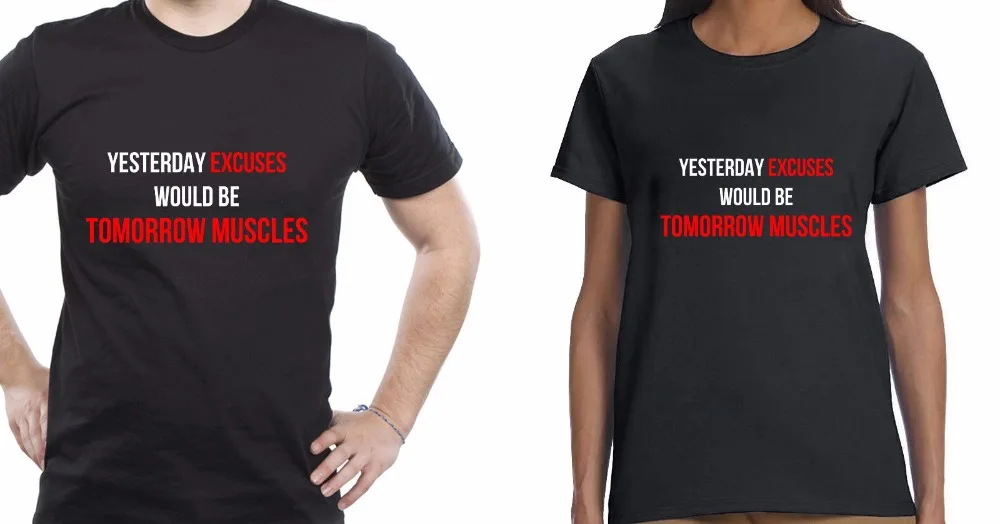 New Men T Shirt Fashion O-Neck Yesterday Excuses Tomorrow Muscles T-Shirt Gymer Black Men Women Fitted Tee Shirts Fashion Funny
New Men T Shirt Fashion O-Neck Yesterday Excuses Tomorrow Muscles T-Shirt Gymer Black Men Women Fitted Tee Shirts Fashion Funny