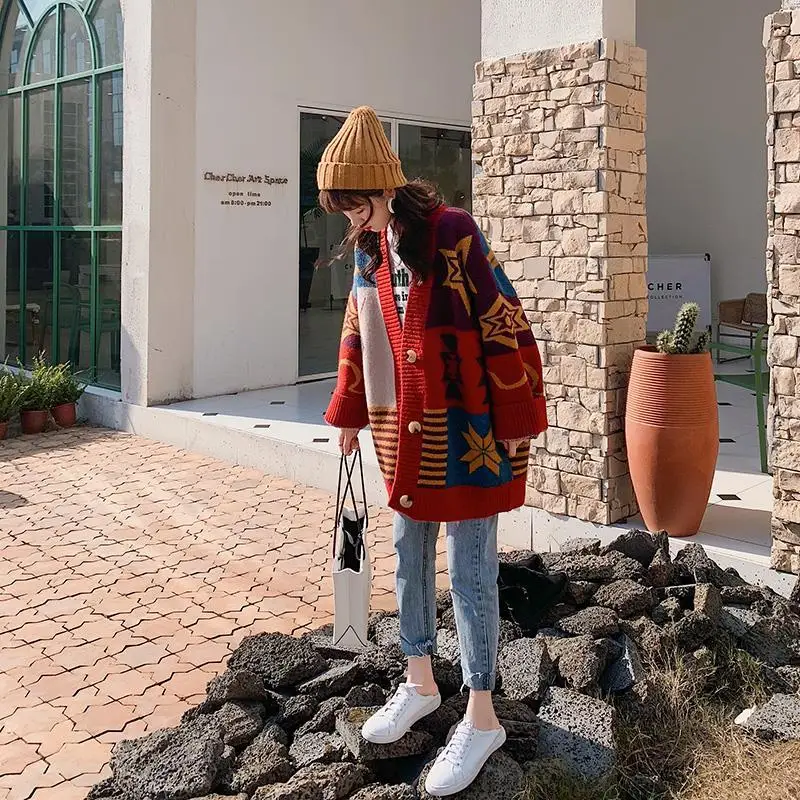 Retro Lazy Style Christmas New Year Ins Fairy Sweater Woman Loose Fit Thick Knit Cardigan Female Top Autumn Winter Jacket Casual
Retro Lazy Style Christmas New Year Ins Fairy Sweater Woman Loose Fit Thick Knit Cardigan Female Top Autumn Winter Jacket Casual