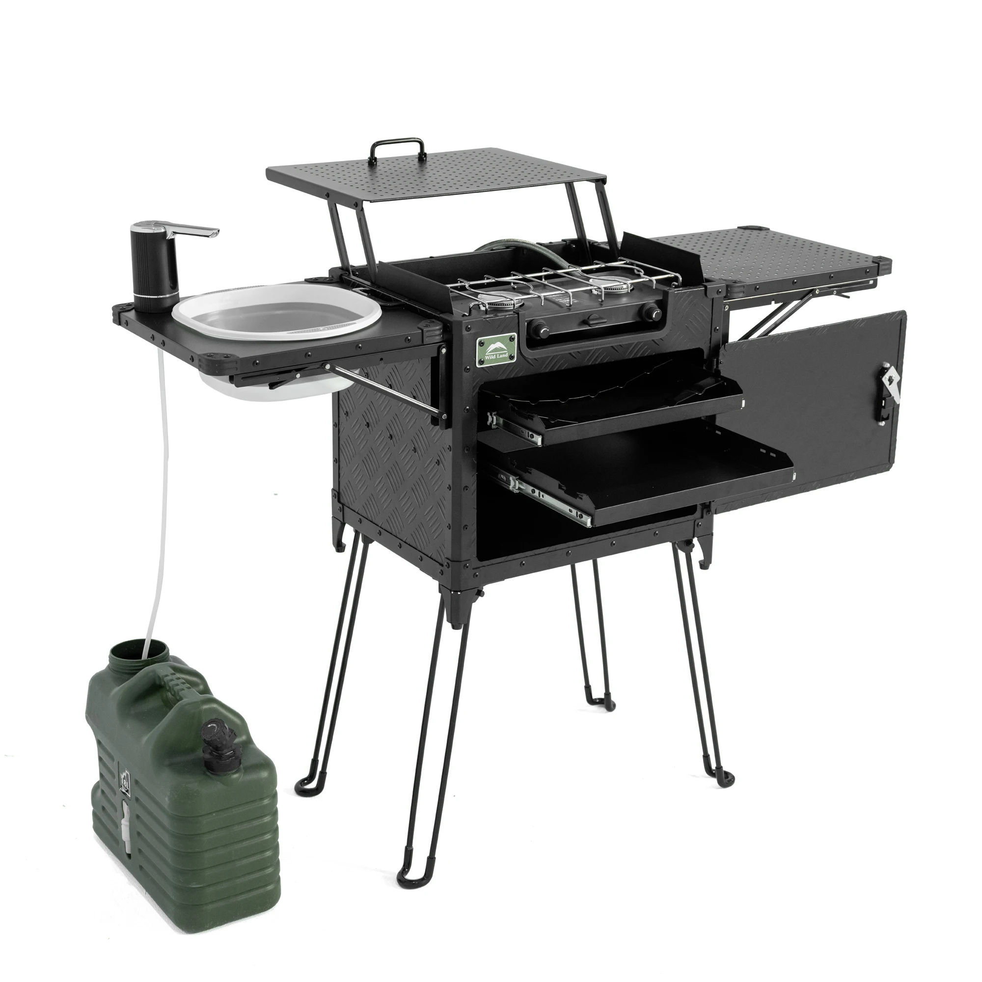All-in-One Camping Kitchen Station with Double Stove Quick Setup for Car Camping
All-in-One Camping Kitchen Station with Double Stove Quick Setup for Car Camping