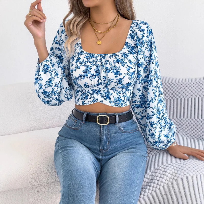Early Autumn Floral Lantern Sleeve Tie Waist Chiffon Top Crop Top Women's Clothing
Early Autumn Floral Lantern Sleeve Tie Waist Chiffon Top Crop Top Women's Clothing