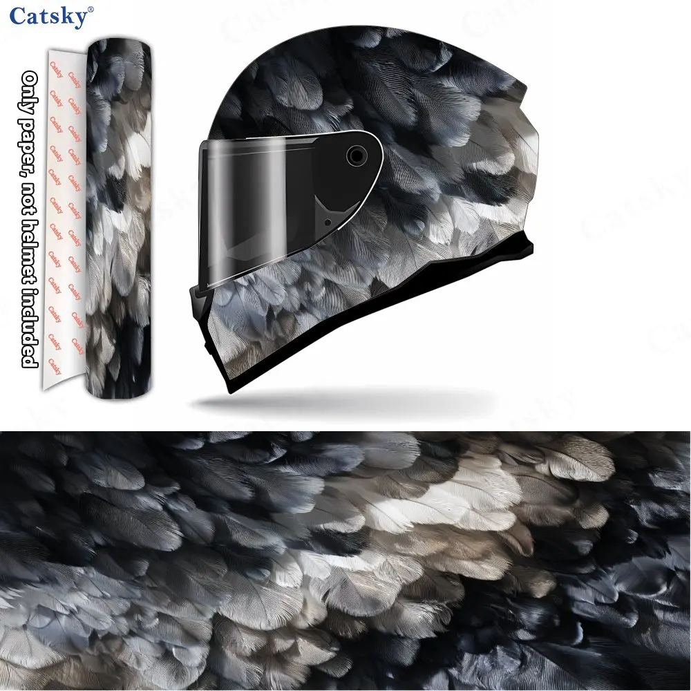 Black and White Layered Feathers Helmet Vinyl Wraps, Waterproof Scratch-Resistant Full Face Helmet Decals, Durable PVC Decoratio
Black and White Layered Feathers Helmet Vinyl Wraps, Waterproof Scratch-Resistant Full Face Helmet Decals, Durable PVC Decoratio