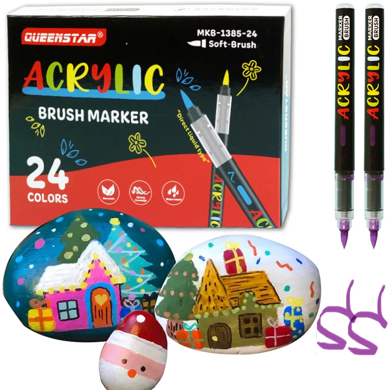 24 Colors Acrylic Paint Pens Brush Tip for Rock Painting, Ceramic, Wood, Plastic, Glass, Art Supplies Permanent Markers Pens
24 Colors Acrylic Paint Pens Brush Tip for Rock Painting, Ceramic, Wood, Plastic, Glass, Art Supplies Permanent Markers Pens