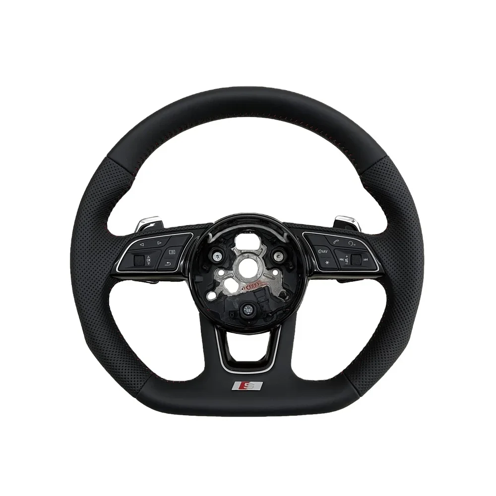 Suitable For A3 / A4 / A5 / A6, Leather Perforated Red Line Flat Bottomed RS Sports Multi-function Steering Wheel
Suitable For A3 / A4 / A5 / A6, Leather Perforated Red Line Flat Bottomed RS Sports Multi-function Steering Wheel