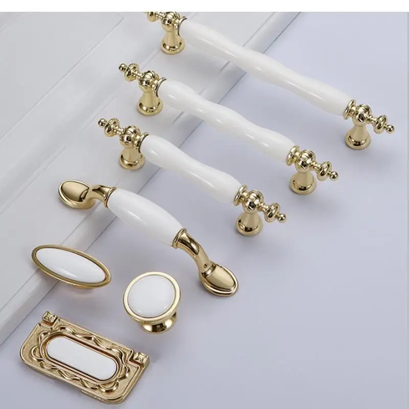 Metal Cabinet Handles Golden Luxury Ceramic Handle Furniture Closet Door Drawer Knobs Single Hole Hardware Accessories
Metal Cabinet Handles Golden Luxury Ceramic Handle Furniture Closet Door Drawer Knobs Single Hole Hardware Accessories