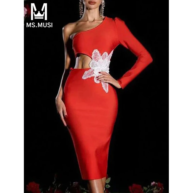 MSMUSI 2024 New Fashion Women Sexy One Shoulder Floral Beading Hollow Out Long Sleeve Bodycon Party Club Slim Event Midi Dress
MSMUSI 2024 New Fashion Women Sexy One Shoulder Floral Beading Hollow Out Long Sleeve Bodycon Party Club Slim Event Midi Dress