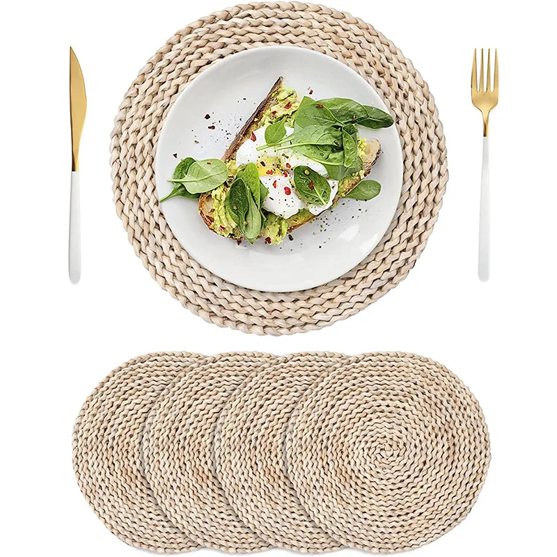 4pcs Handmade Round Corn Straw Woven pad - Natural Grass Weave Dining Table Mats (11.8) Silicone hot pad Plate mat for table Mat
4pcs Handmade Round Corn Straw Woven pad - Natural Grass Weave Dining Table Mats (11.8) Silicone hot pad Plate mat for table Mat