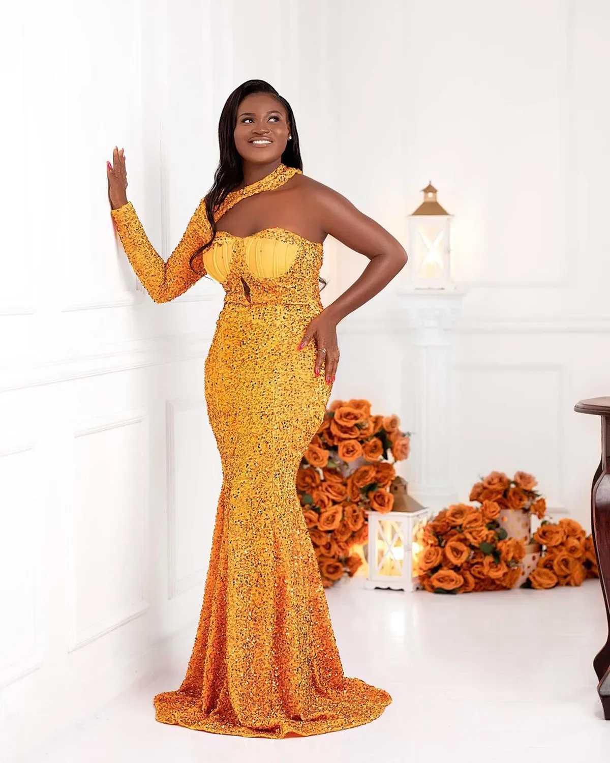 Sequined Muslim Yellow Mermaid Evening Dresses Gowns Elegant Beaded Satin Overskirt One Shoulder Formal For Women Party
Sequined Muslim Yellow Mermaid Evening Dresses Gowns Elegant Beaded Satin Overskirt One Shoulder Formal For Women Party