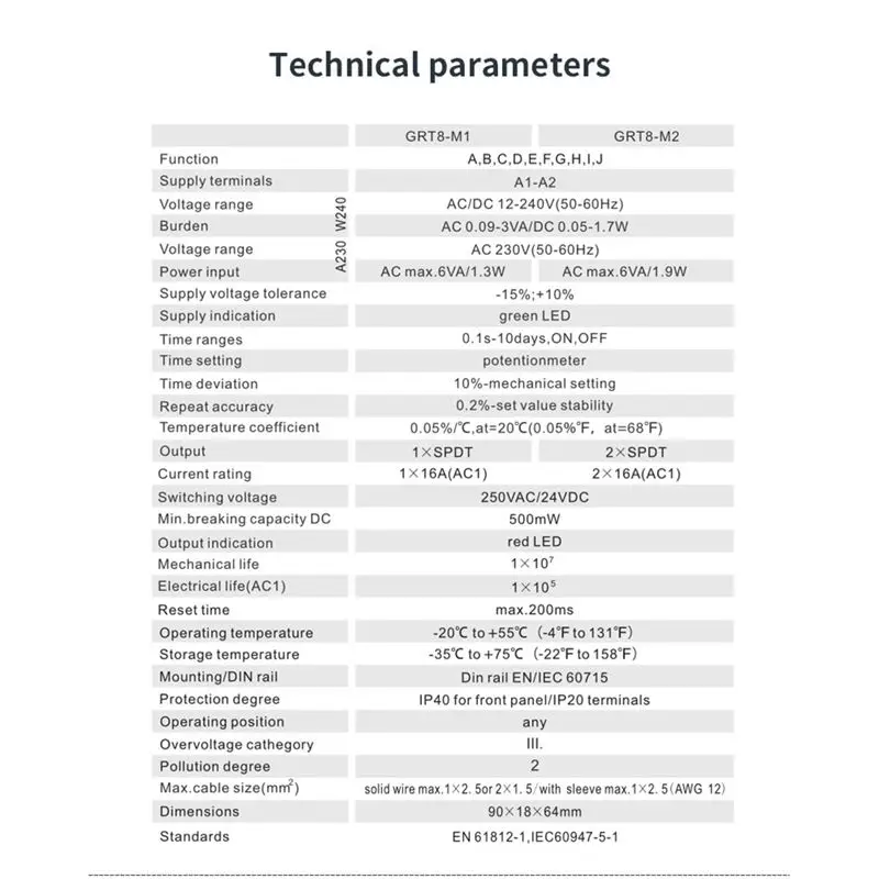 ABNH GRT8-M 16A Многофункциональное реле таймера Вкл. Выкл. Реле задержки времени, регулируемое с 10-функциональным вариантом выбора, GRT8-M2 AC230V
ABNH GRT8-M 16A Многофункциональное реле таймера Вкл. Выкл. Реле задержки времени, регулируемое с 10-функциональным вариантом выбора, GRT8-M2 AC230V