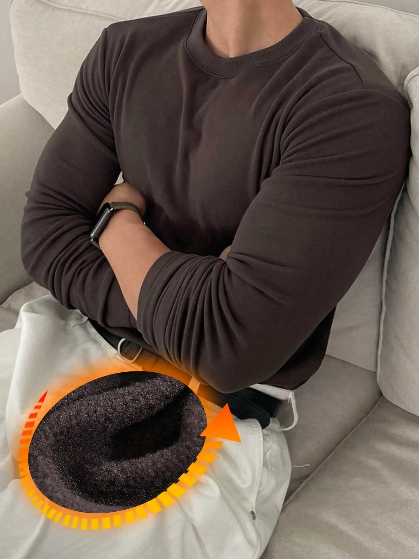 Мужской пуловер с круглым вырезом и длинными рукавами, коричневый, с начесом, на мягкой флисовой подкладке, для повседневной носки осенью и зимой
Мужской пуловер с круглым вырезом и длинными рукавами, коричневый, с начесом, на мягкой флисовой подкладке, для повседневной носки осенью и зимой