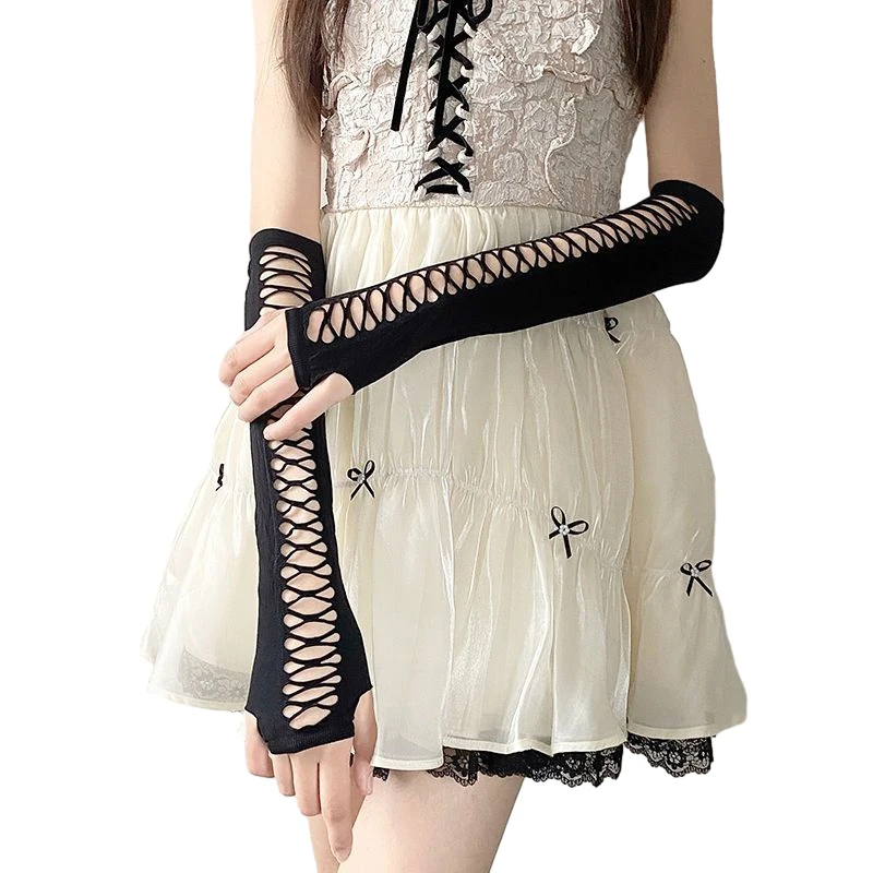 Women Elbow Length Punk Gloves Elastic Fingerless Gloves Touch Screen Mittens Cutout Cross Mesh Gloves Cosplay Party Costumes
Women Elbow Length Punk Gloves Elastic Fingerless Gloves Touch Screen Mittens Cutout Cross Mesh Gloves Cosplay Party Costumes