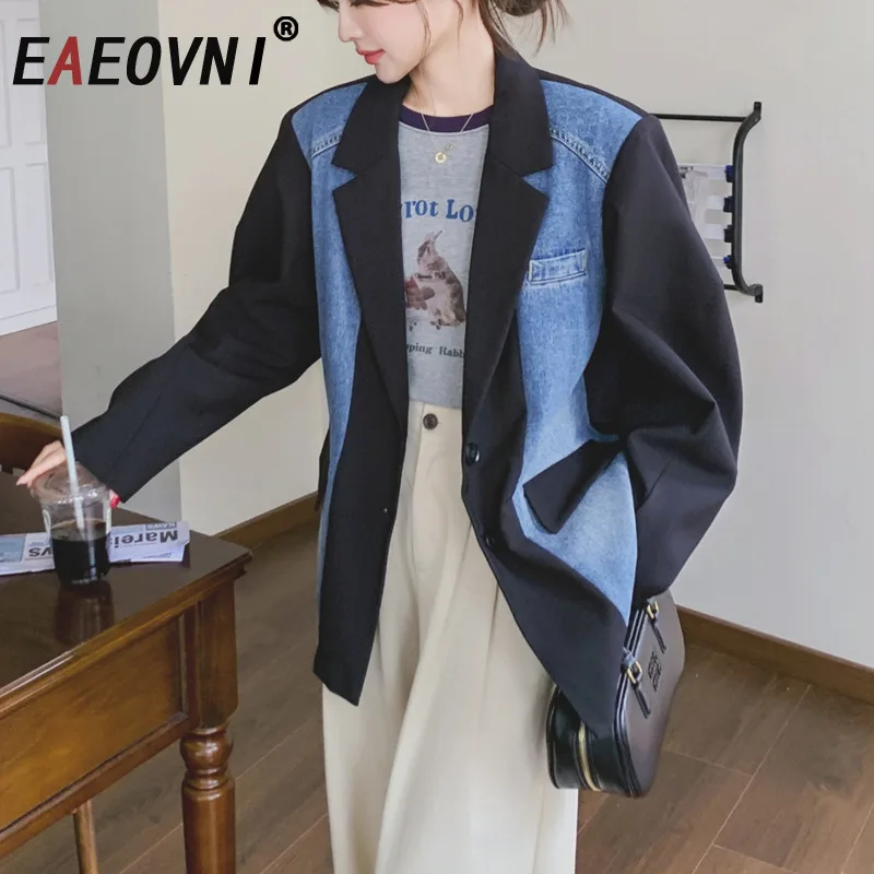 EAEOVNI Denim Contrast Color Patchwork Fashion Suit Blazer Women High Street Button Pockets Jacket Outerwear Chic Clothing 1A742
EAEOVNI Denim Contrast Color Patchwork Fashion Suit Blazer Women High Street Button Pockets Jacket Outerwear Chic Clothing 1A742