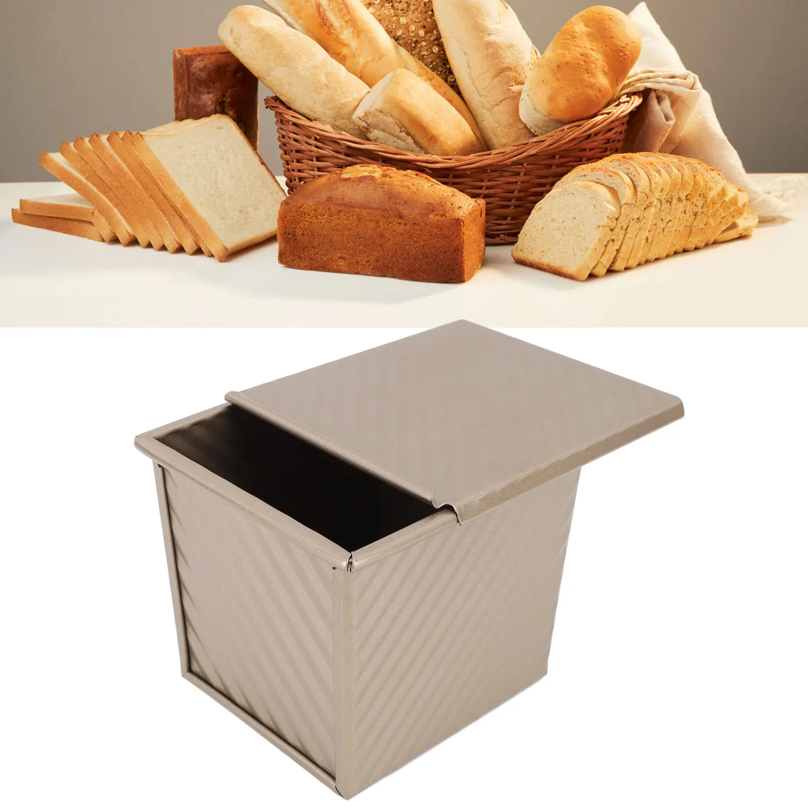 Corrugated Loaf Pan Mini Loaf Pan Corrugated Loaf Pan Stick Prevention Carbon Steel Small Bread Mold with Lid for Kitchen Golden
Corrugated Loaf Pan Mini Loaf Pan Corrugated Loaf Pan Stick Prevention Carbon Steel Small Bread Mold with Lid for Kitchen Golden