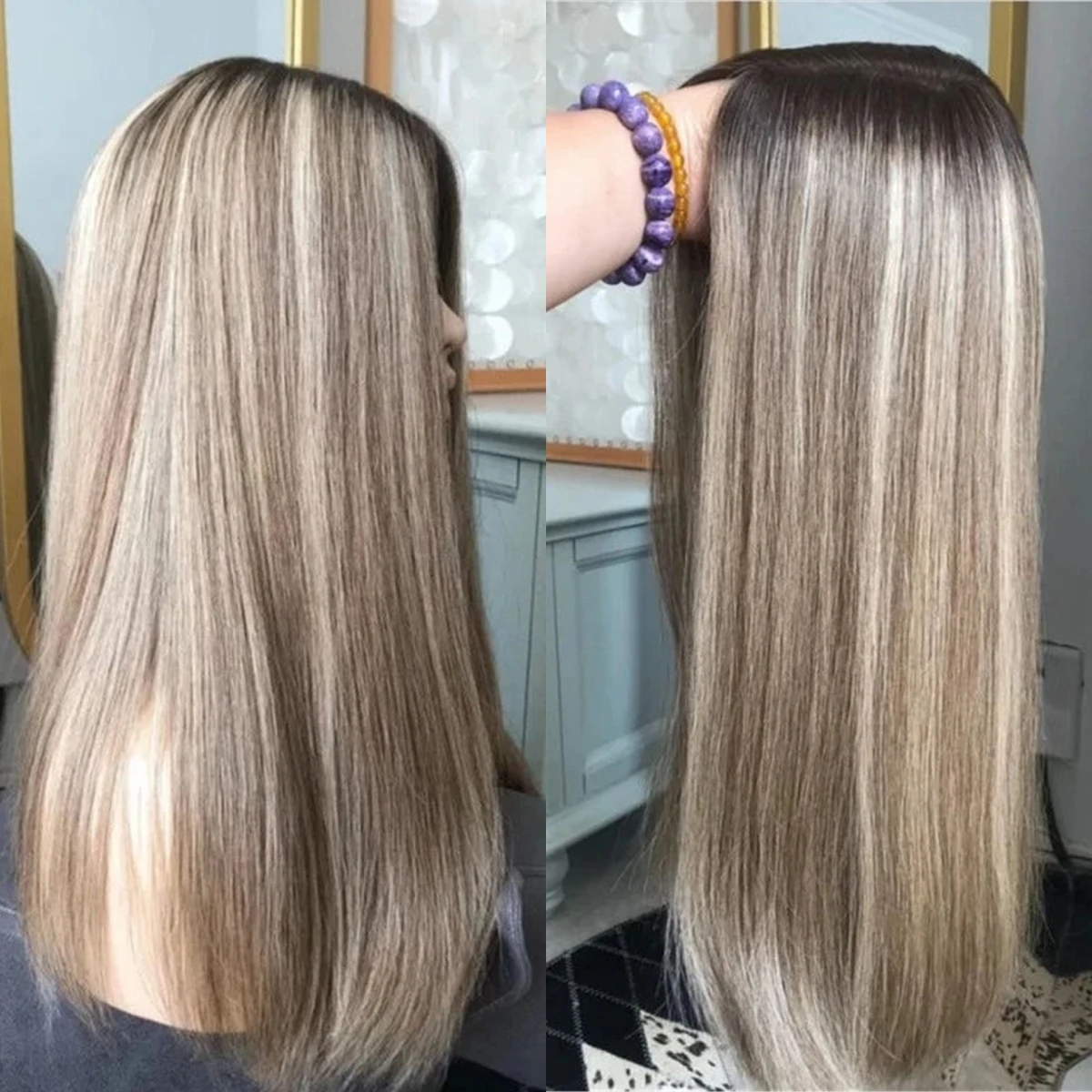 New Straight Hair Creamy Blonde High Quality Synthetic Lace Wig Soft 18 Inch Middle Parting Balayage Glueless Wigs Ready To Wear
New Straight Hair Creamy Blonde High Quality Synthetic Lace Wig Soft 18 Inch Middle Parting Balayage Glueless Wigs Ready To Wear