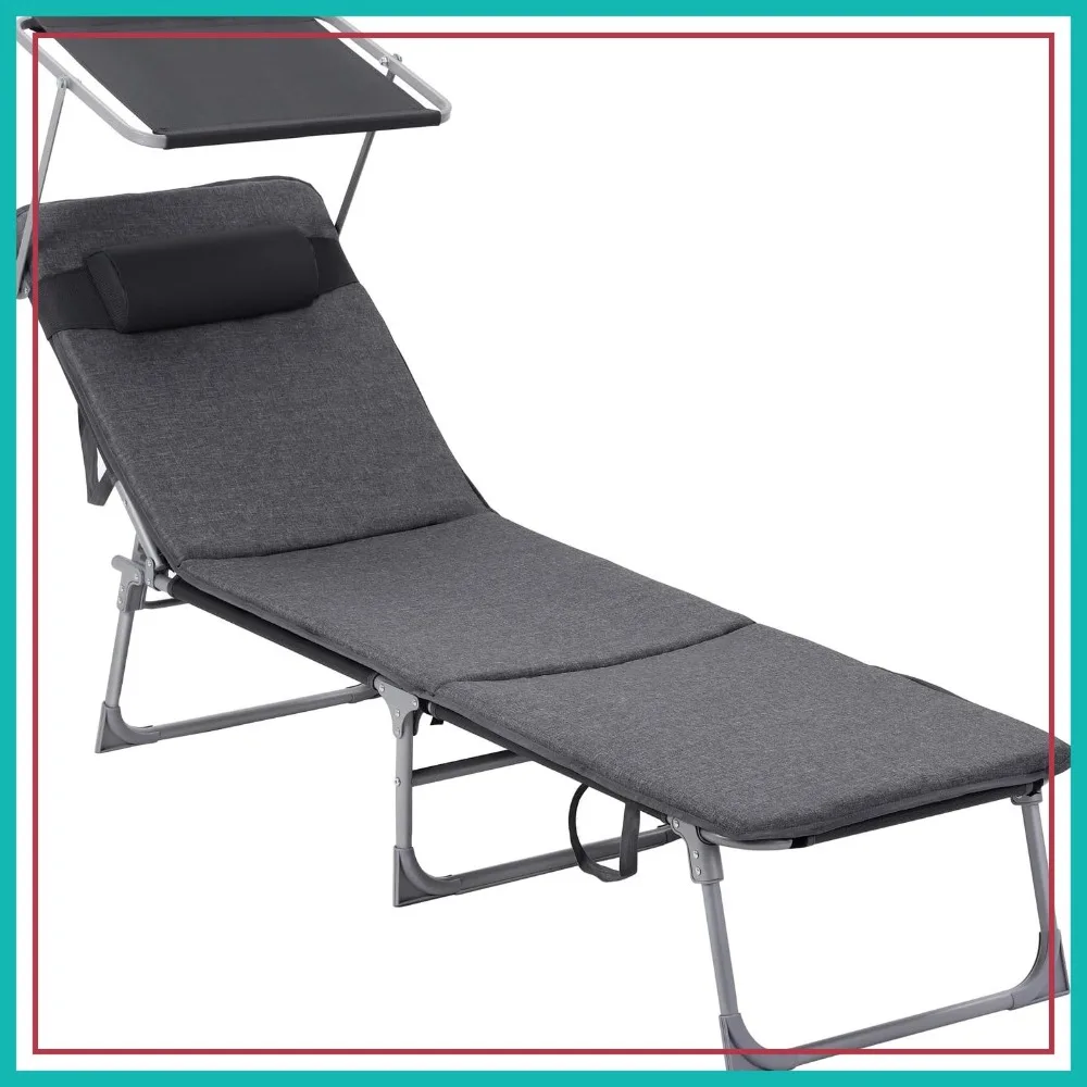 Folding Patio Chaise Lounge Chair with Canopy, Adjustable Backrest, Holds 330 lb, Dark Gray
Folding Patio Chaise Lounge Chair with Canopy, Adjustable Backrest, Holds 330 lb, Dark Gray