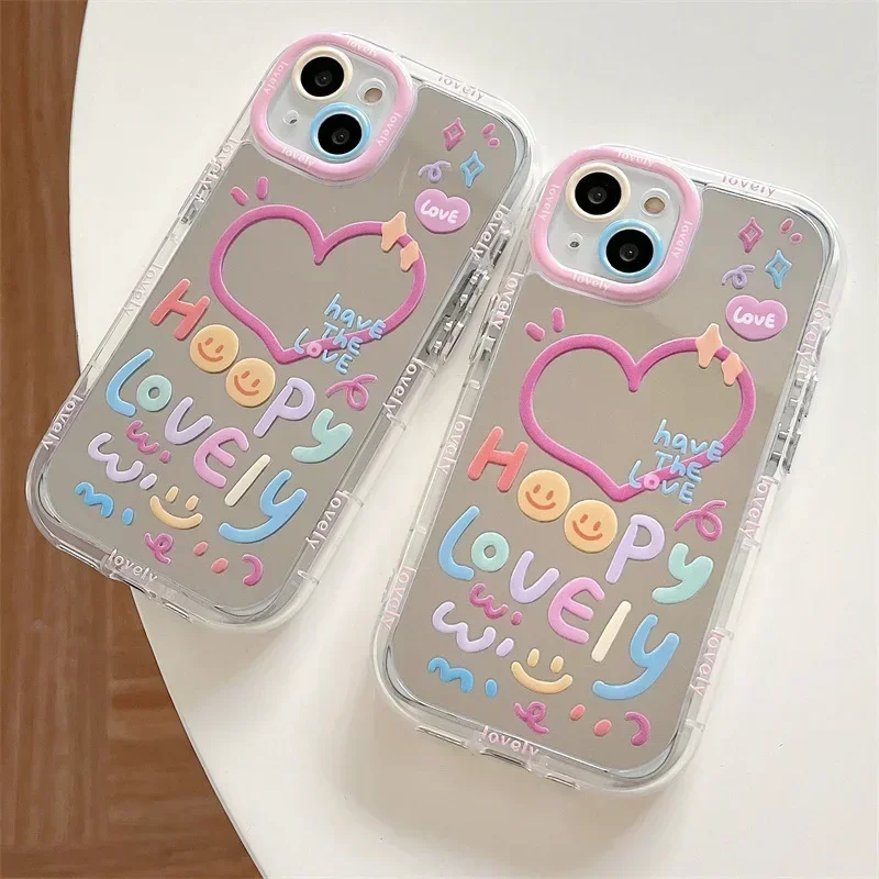Phone Case For iPhone 17 16 15 14 13 12 Pro Max New Korean INS Cartoon Graffiti Love English Pattern Mirror Protective Cover
Phone Case For iPhone 17 16 15 14 13 12 Pro Max New Korean INS Cartoon Graffiti Love English Pattern Mirror Protective Cover