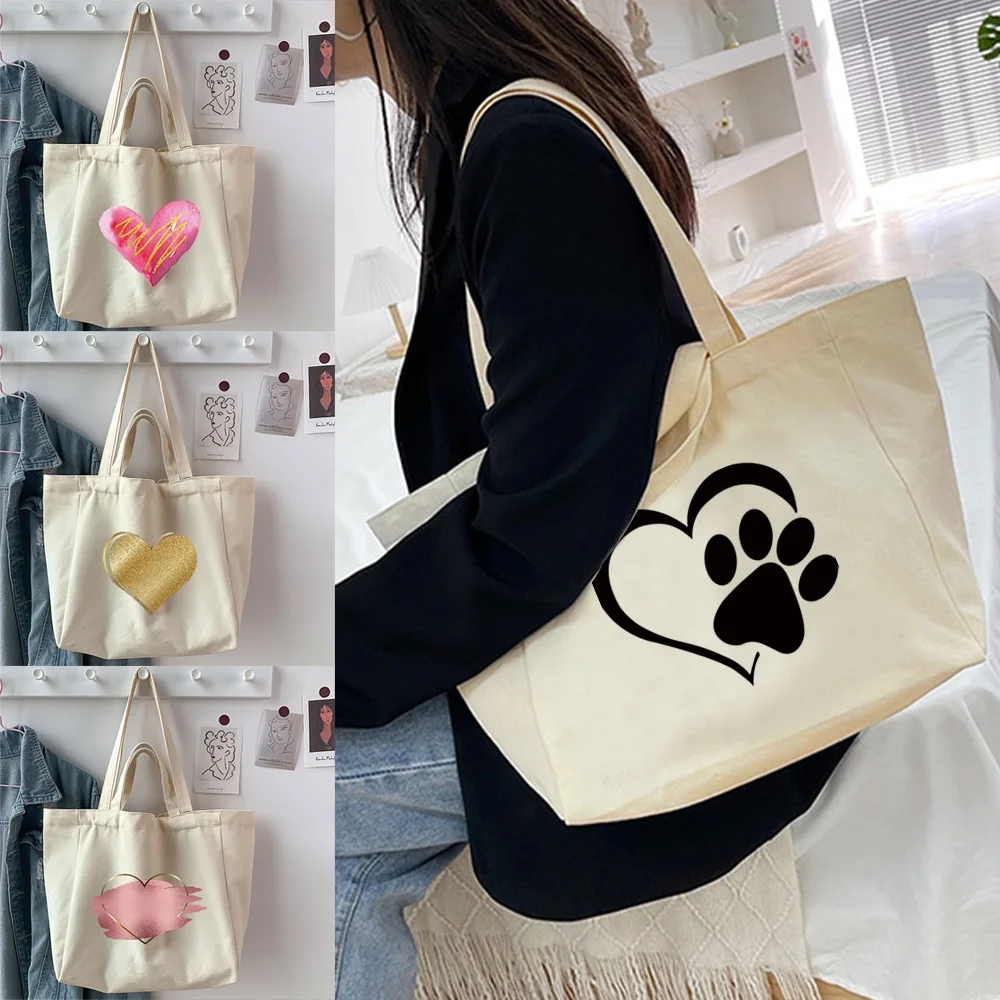 Tote Bags Portable Women's Shopping Bag Canvas Shopper Handbag Bags Love Pattern Printed Grocery Foldable Shoulder Bag
Tote Bags Portable Women's Shopping Bag Canvas Shopper Handbag Bags Love Pattern Printed Grocery Foldable Shoulder Bag