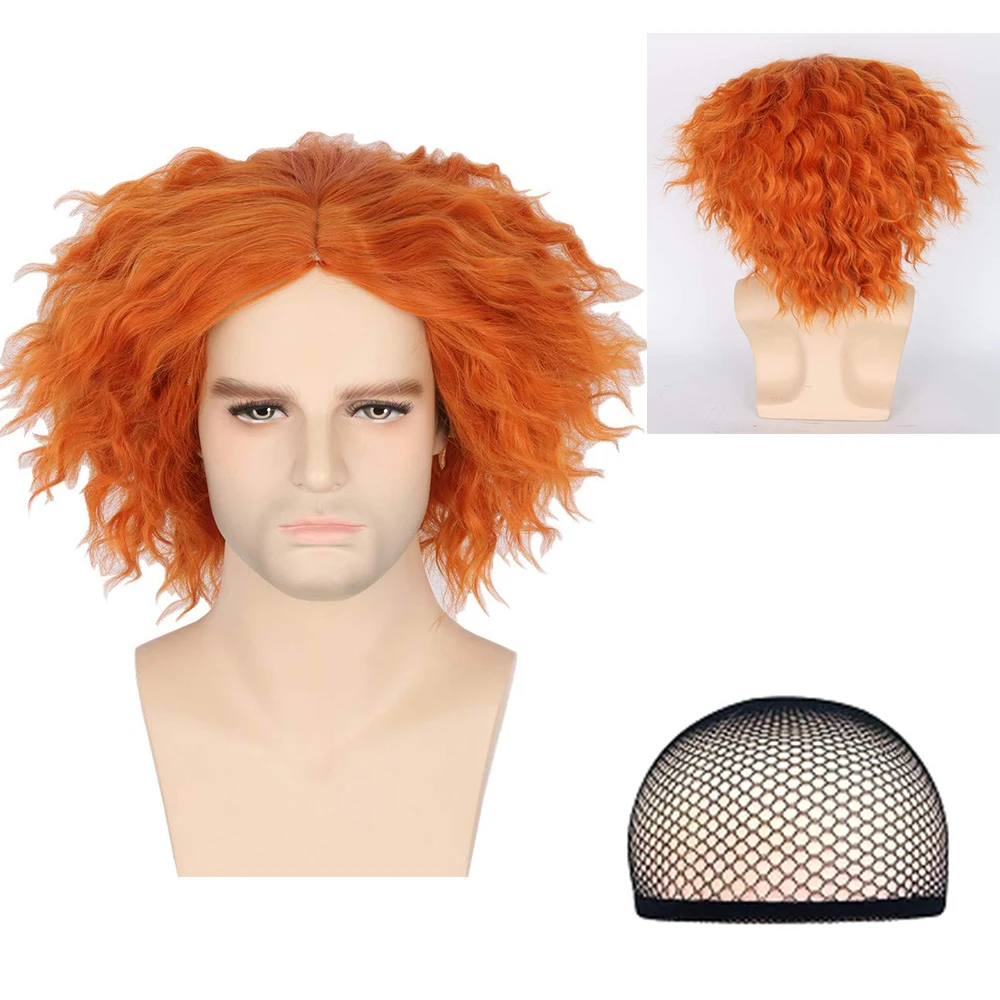 Synthetic Short Men Mad Clown Curly Wig Adult Orange Hair Cosplay Costume Wigs Halloween Daily Party Use
Synthetic Short Men Mad Clown Curly Wig Adult Orange Hair Cosplay Costume Wigs Halloween Daily Party Use