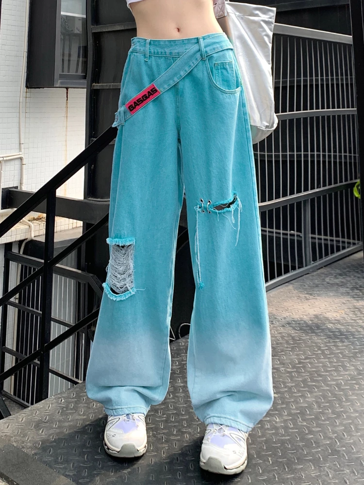 Lake Blue Vintage Wide Leg Jeans Women Streetwear Hole Casual Hight Waist Jeans Female Korean Fashion Patchwork Chic Denim Pants
Lake Blue Vintage Wide Leg Jeans Women Streetwear Hole Casual Hight Waist Jeans Female Korean Fashion Patchwork Chic Denim Pants