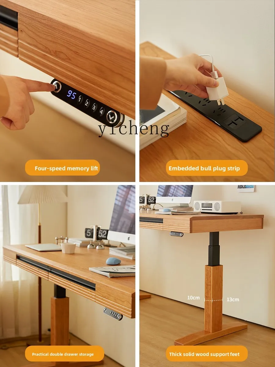 Solid Wood Electric Height Adjustable Desk Computer Office Desk Cherry Wood Workbench
Solid Wood Electric Height Adjustable Desk Computer Office Desk Cherry Wood Workbench