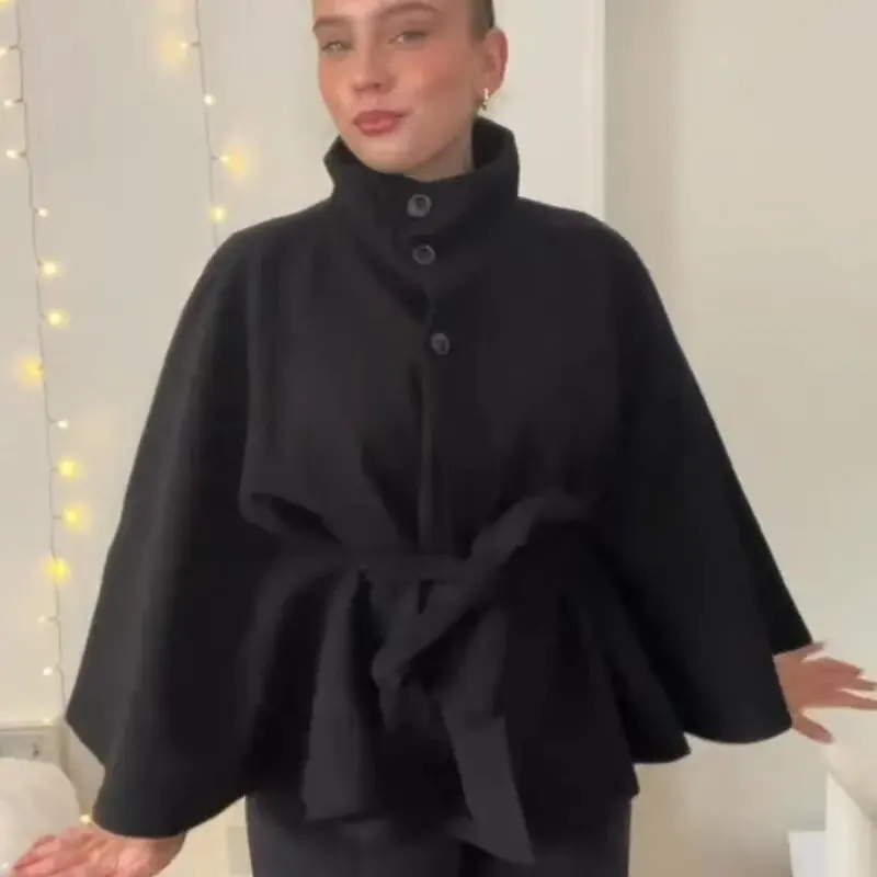 Elegant Women's Woolen Shawl Single-Breasted Stand Collar Belted European American Style Coat High Quality Autumn Winter Fashion
Elegant Women's Woolen Shawl Single-Breasted Stand Collar Belted European American Style Coat High Quality Autumn Winter Fashion