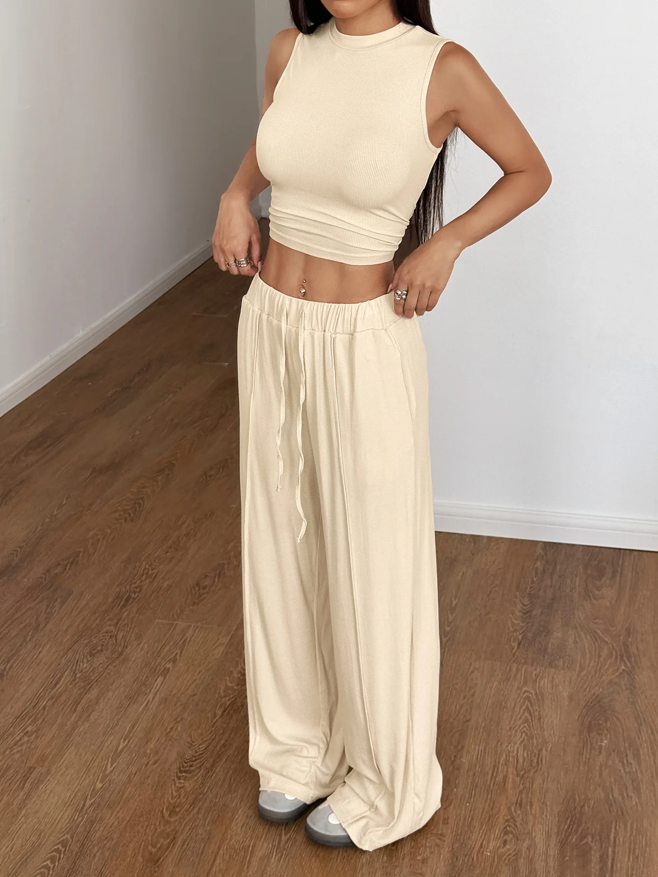 2025 Fashion Sleeveless Tank And Straight Leg Pants 2 Piece Set Women's Summer Simple Crop Top + Trouser Female Outfits 2025 New
2025 Fashion Sleeveless Tank And Straight Leg Pants 2 Piece Set Women's Summer Simple Crop Top + Trouser Female Outfits 2025 New