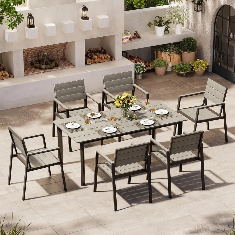 Outdoor Dining Set for 6, Patio Table and Chairs Set with Umbrella Hole, 7 Pieces HDPS Outdoor Furniture Sets
Outdoor Dining Set for 6, Patio Table and Chairs Set with Umbrella Hole, 7 Pieces HDPS Outdoor Furniture Sets