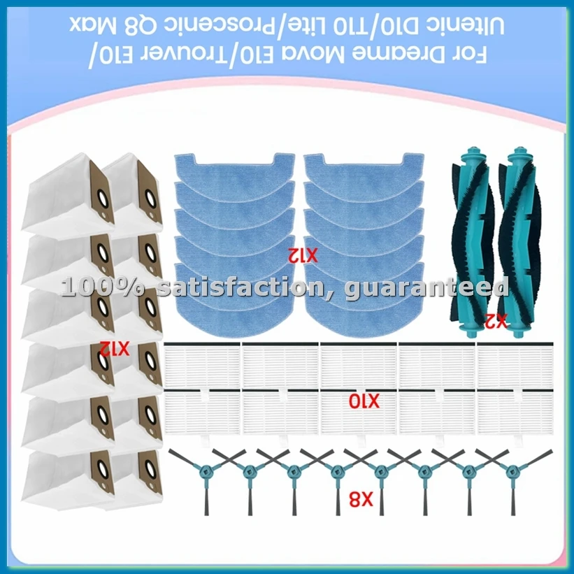 44 шт. для E10/Trouver E10 D10/T10 Lite Q8 Max: Запасные части — щетка, HEPA-фильтр, насадка для влажной уборки, мешок для сбора пыли — A09G
44 шт. для E10/Trouver E10 D10/T10 Lite Q8 Max: Запасные части — щетка, HEPA-фильтр, насадка для влажной уборки, мешок для сбора пыли — A09G
